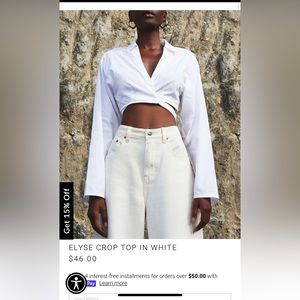 Motel Elyse crop top in white NWT